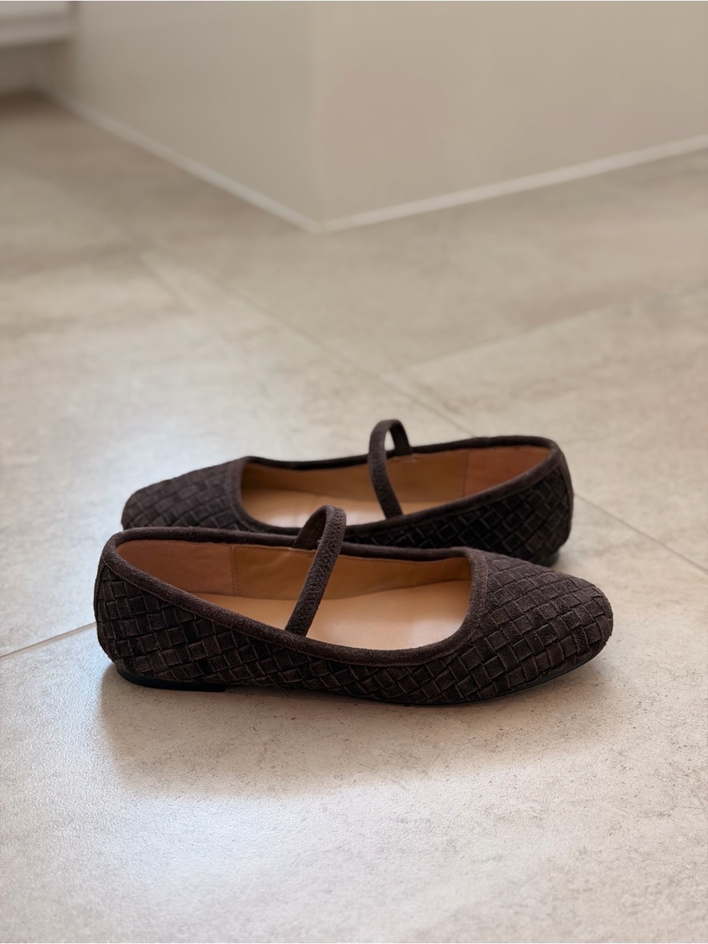 Madewell The Greta Ballet Flats Dark Roast Brown Woven Suede Size 7 - Picture 3 of 12